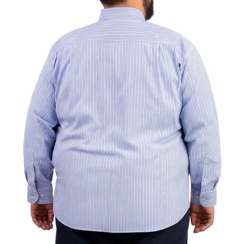 Camisa de Rayas Azul con Manga Larga Talla Extra 100% Algodón 2507046
