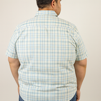 Camisa de Cuadros Blanca con Manga Corta 100% Algodón Talla Extra 2306203