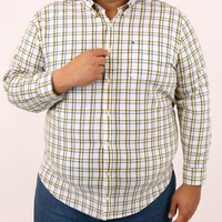 Camisa de Cuadros Amarilla con Manga Larga Talla Extra 100% Algodón 2304075
