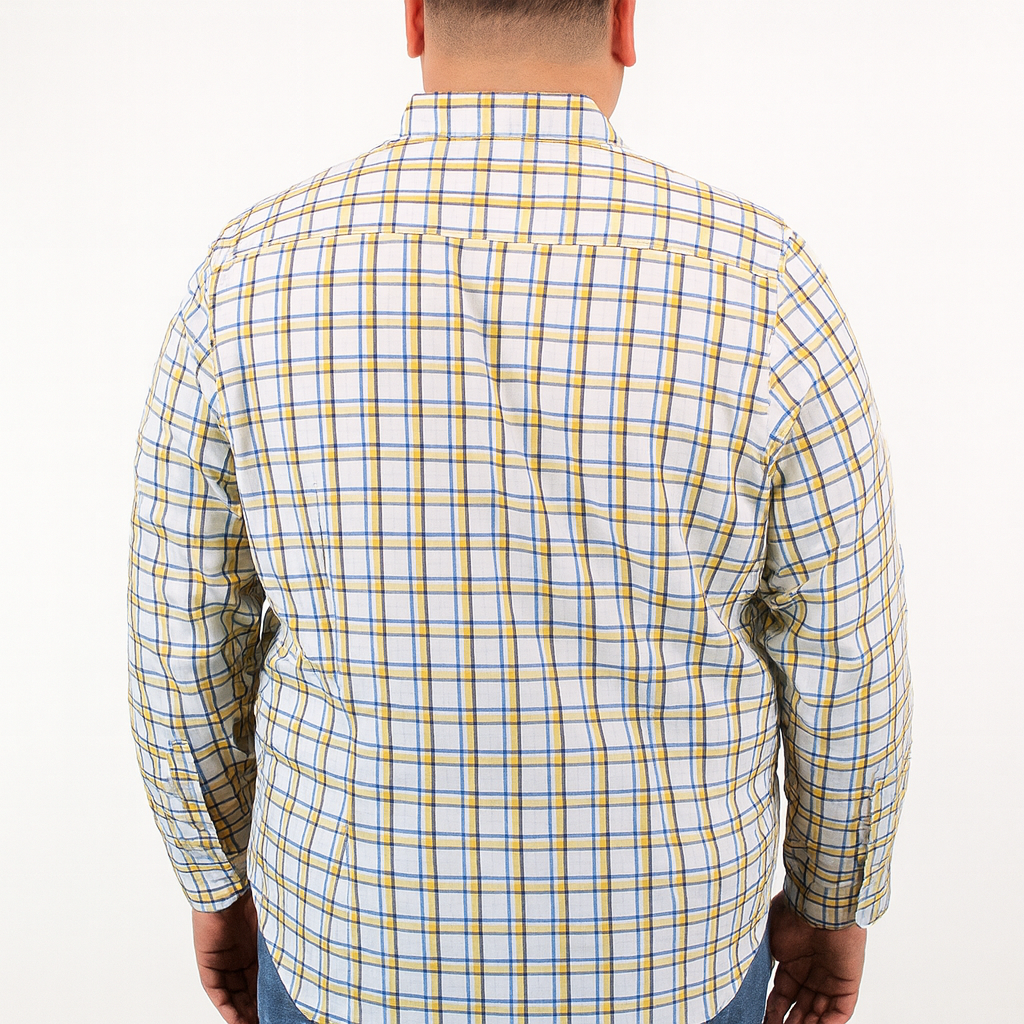 Camisa de Cuadros Amarilla con Manga Larga Talla Extra 100% Algodón 2304075