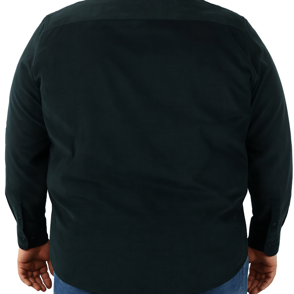 Camisa de Pana Verde Lisa con Manga Larga 100% Algodón Talla Extra 2209081