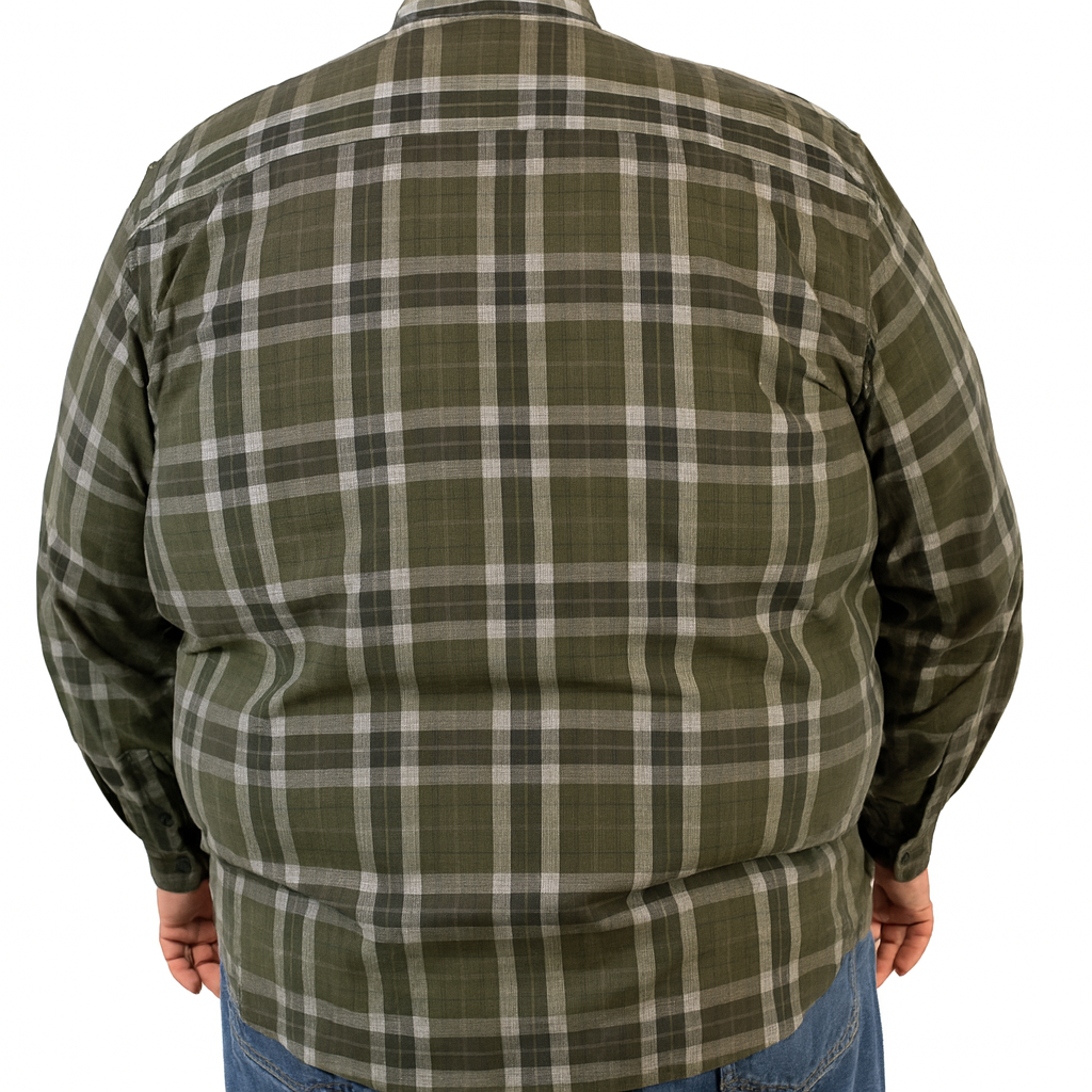 Camisa de Pana de Cuadros Verde con Manga Larga 100% Algodón Talla Extra 2209084