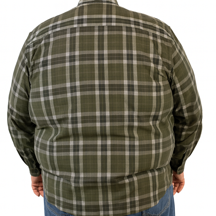 Camisa de Pana de Cuadros Verde con Manga Larga 100% Algodón Talla Extra 2209084