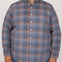 Camisa de Pana de Cuadros Gris con Manga Larga 100% Algodón Talla Extra 2309433