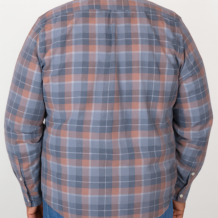 Camisa de Pana de Cuadros Gris con Manga Larga 100% Algodón Talla Extra 2309433