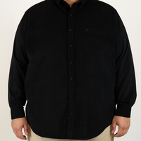 Camisa de Pana Negra Lisa con Manga Larga 100% Algodón Talla Extra 2309426