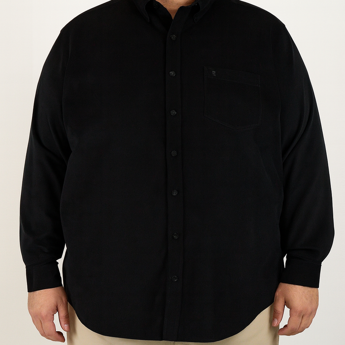 Camisa de Pana Negra Lisa con Manga Larga 100% Algodón Talla Extra 2309426