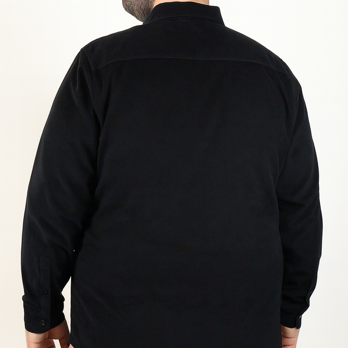 Camisa de Pana Negra Lisa con Manga Larga 100% Algodón Talla Extra 2309426