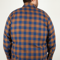 Camisa de Franela de Cuadros Naranja con Manga Larga Talla Extra 2309449