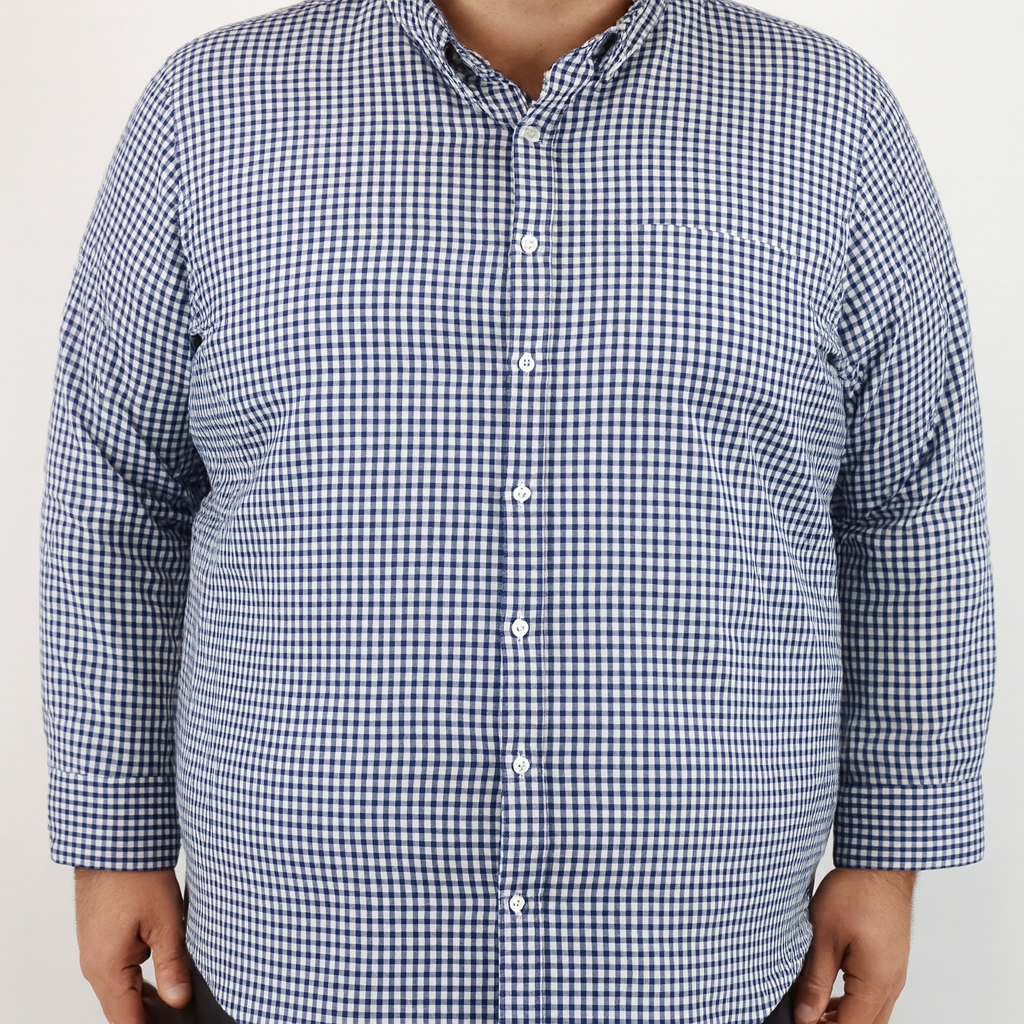 Camisa de Franela de Cuadros Azul con Manga Larga Talla Extra 2210085