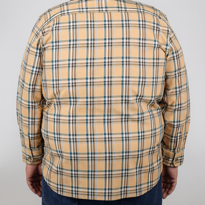 Camisa de Cuadros Amarilla con Manga Larga Talla Extra 100% Algodón 2304073