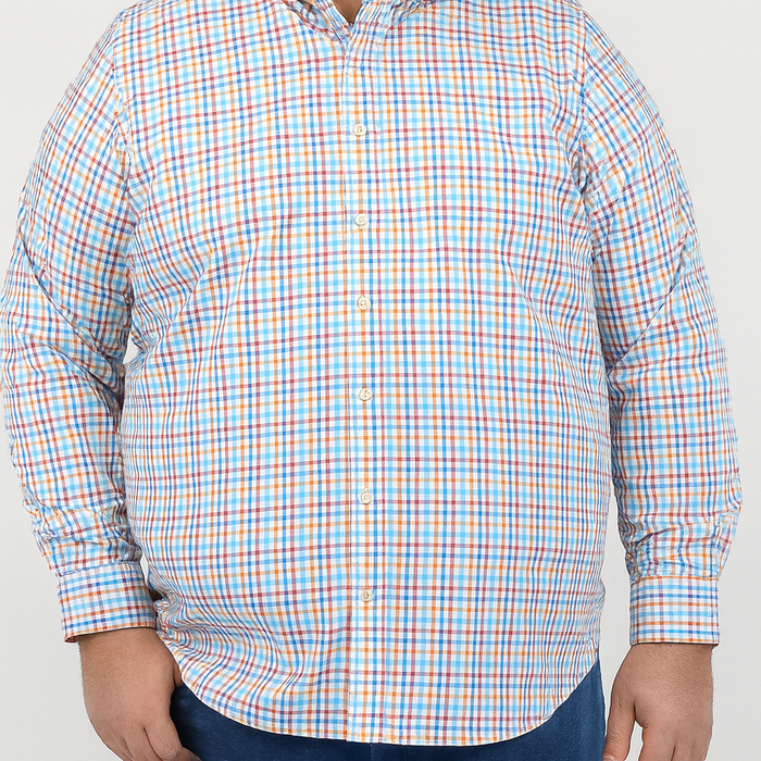 Camisa de Cuadros Multicolor con Manga Larga Talla Extra 100% Algodón 2305125
