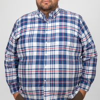 Camisa de Cuadros Azul con Manga Larga Talla Extra 100% Algodón 2312614