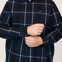 Camisa de Cuadros Negra con Manga Larga Talla Extra 100% Algodón 2211413