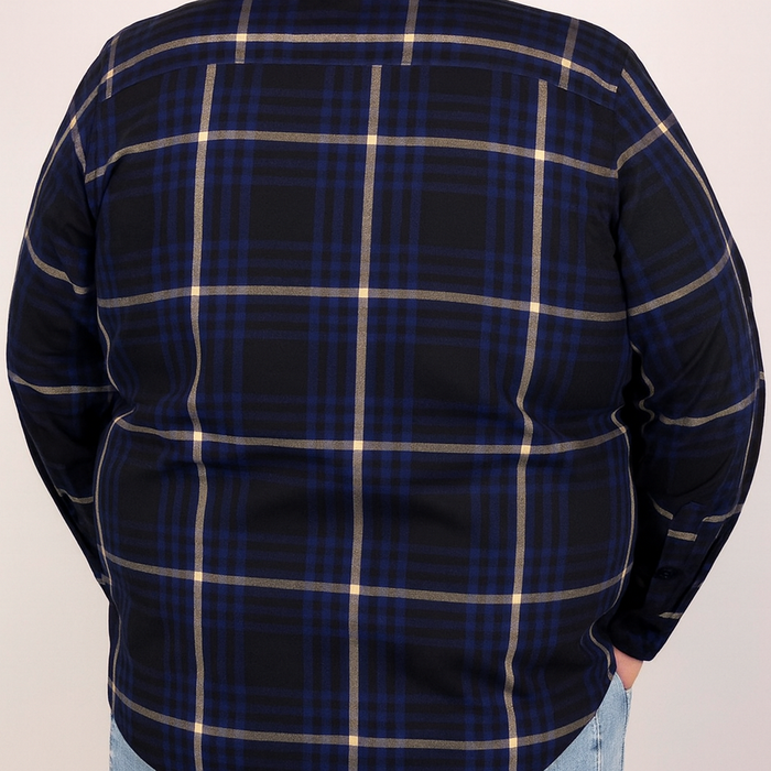 Camisa de Cuadros Negra con Manga Larga Talla Extra 100% Algodón 2211413