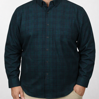 Camisa de Pana de Cuadros Verde con Manga Larga 100% Algodón Talla Extra 2309432