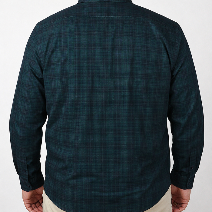 Camisa de Pana de Cuadros Verde con Manga Larga 100% Algodón Talla Extra 2309432