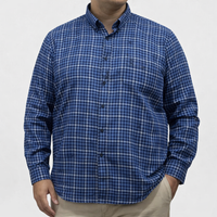 Camisa de Franela de Cuadros Azul con Manga Larga 100% Algodón Talla Extra 2410270