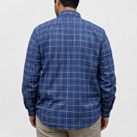 Camisa de Franela de Cuadros Azul con Manga Larga 100% Algodón Talla Extra 2410270