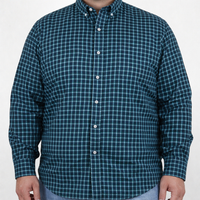 Camisa de Franela de Cuadros Azul con Manga Larga 100% Algodón Talla Extra 2309446