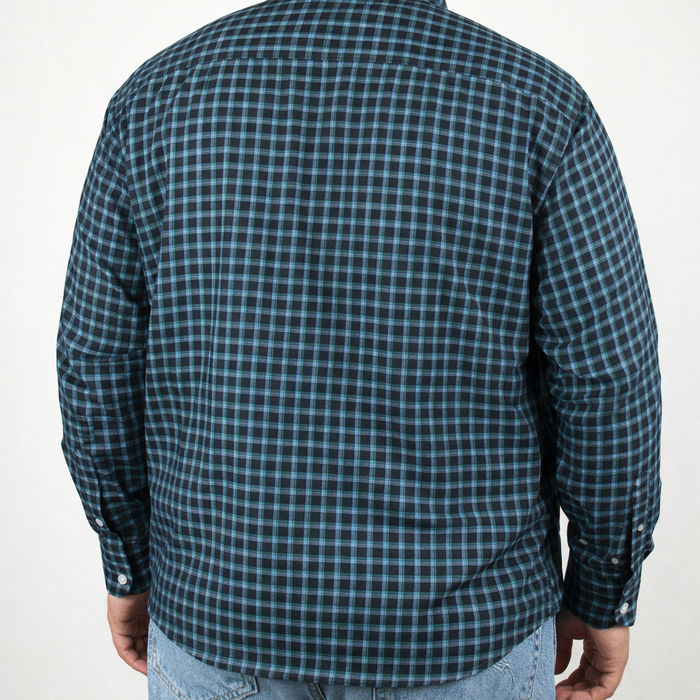 Camisa de Franela de Cuadros Azul con Manga Larga 100% Algodón Talla Extra 2309446