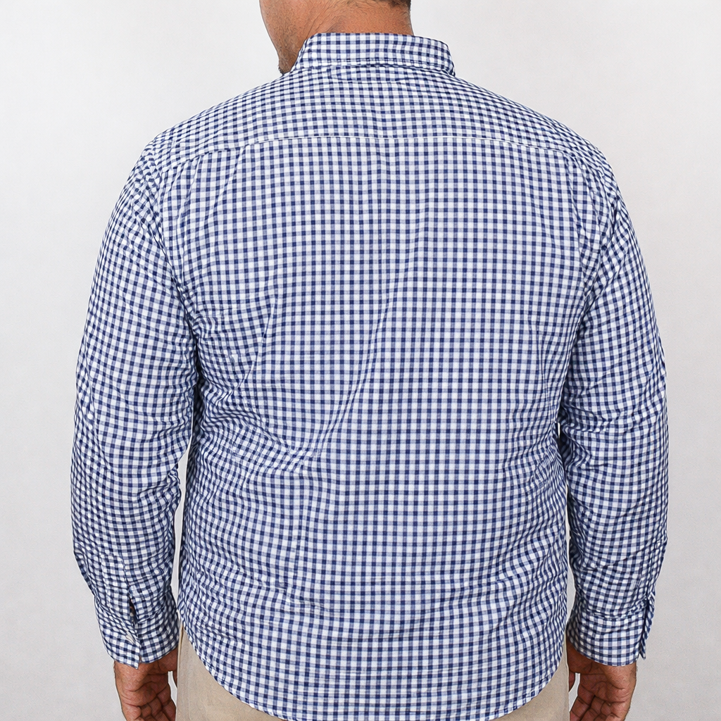 Camisa de Franela de Cuadros Azul con Manga Larga 100% Algodón Talla Extra 2309447