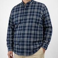 Camisa de Franela de Cuadros Azul con Manga Larga 100% Algodón Talla Extra 2309457