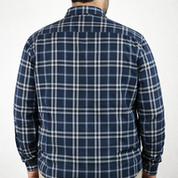 Camisa de Franela de Cuadros Azul con Manga Larga 100% Algodón Talla Extra 2309457