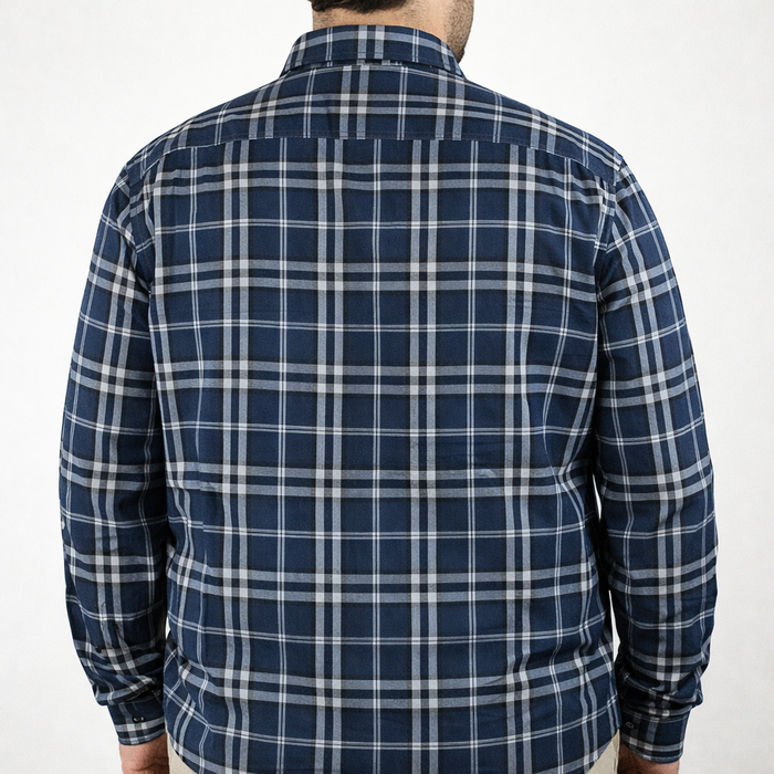 Camisa de Franela de Cuadros Azul con Manga Larga 100% Algodón Talla Extra 2309457