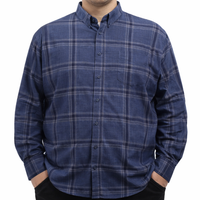 Camisa de Pana de Cuadros Azul con Manga Larga Talla Extra 2309434