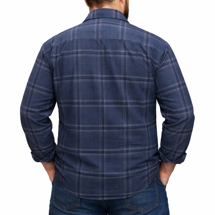 Camisa de Pana de Cuadros Azul con Manga Larga Talla Extra 2309434