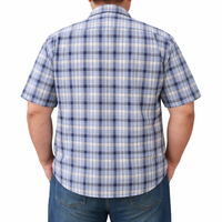 Camisa de Cuadros Azul con Manga Corta Talla Extra 100% Algodón 2306017 - dioromx