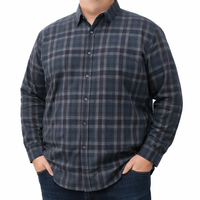 Camisa de Pana de Cuadros Gris con Manga Larga 100% Algodón Talla Extra 2210092