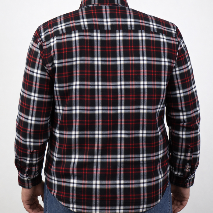 Camisa de Franela con Cuadros Negra con Manga Larga Talla Extra 2210088 - dioromx