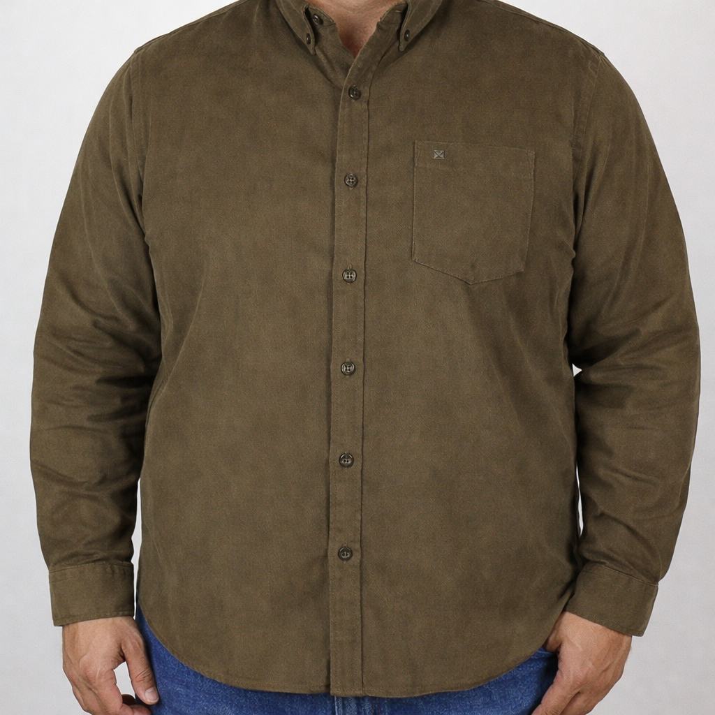 CAMISA MANGA LARGA CAFE LISA PANA 100% ALGODÓN 2309431