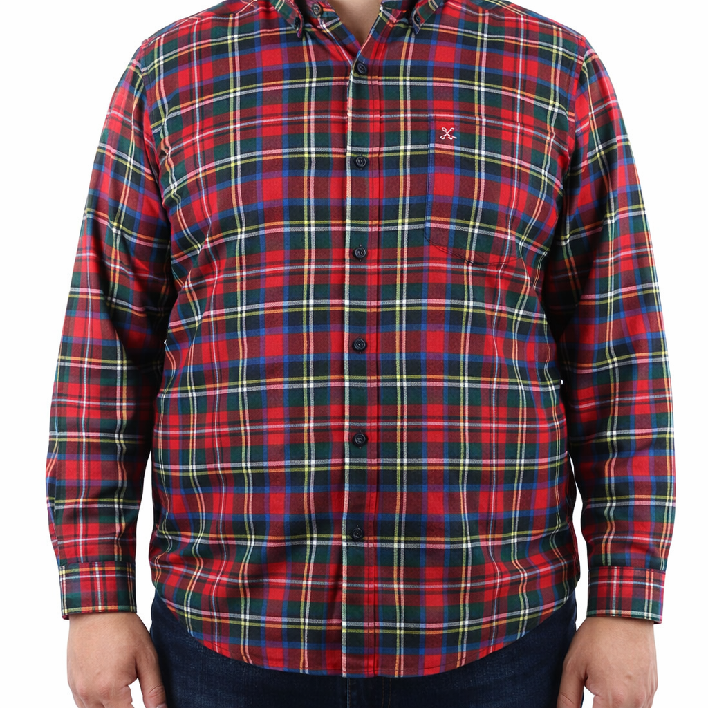 CAMISA MANGA LARGA ROJO CUADROS FRANELA Talla Extra 2209079