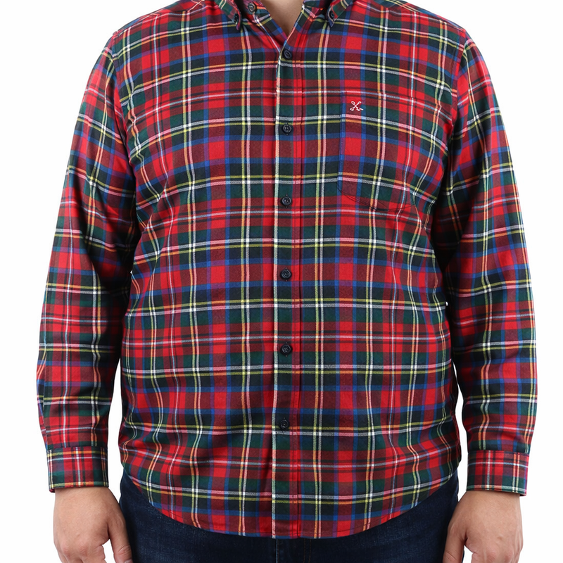 CAMISA MANGA LARGA ROJO CUADROS FRANELA Talla Extra 2209079 - dioromx