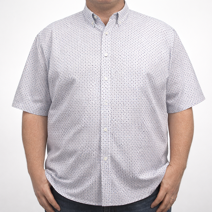 Camisa Estampada Blanca Manga Corta Talla Extra 100% Algodón 2306015 - dioromx