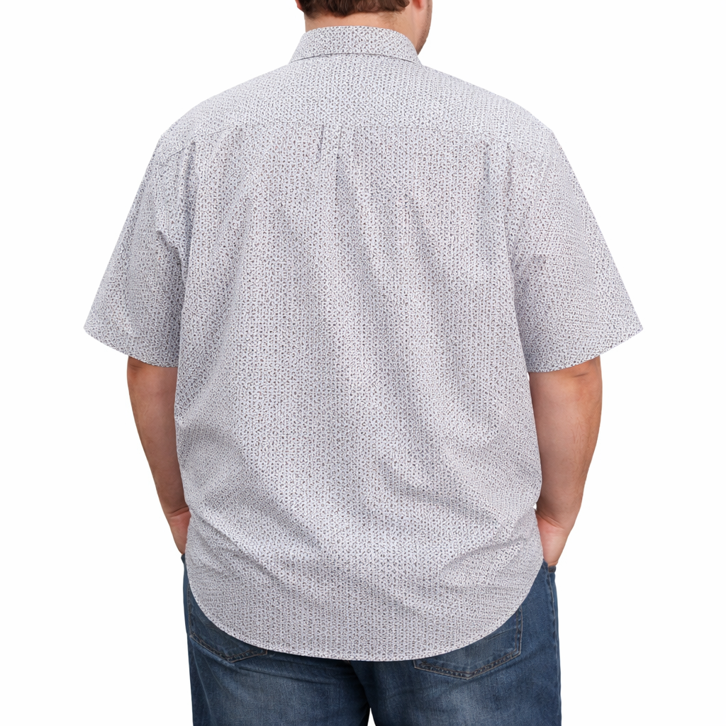 Camisa Estampada Blanca Manga Corta Talla Extra 100% Algodón 2306015 - dioromx