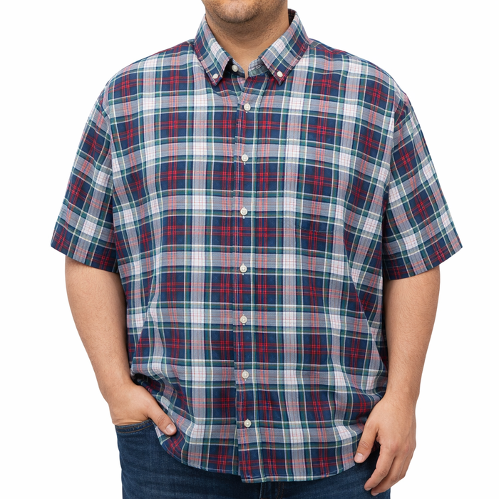 Camisa Cuadros Verde Manga Corta Talla Extra 100% Algodón 2306023 - dioromx