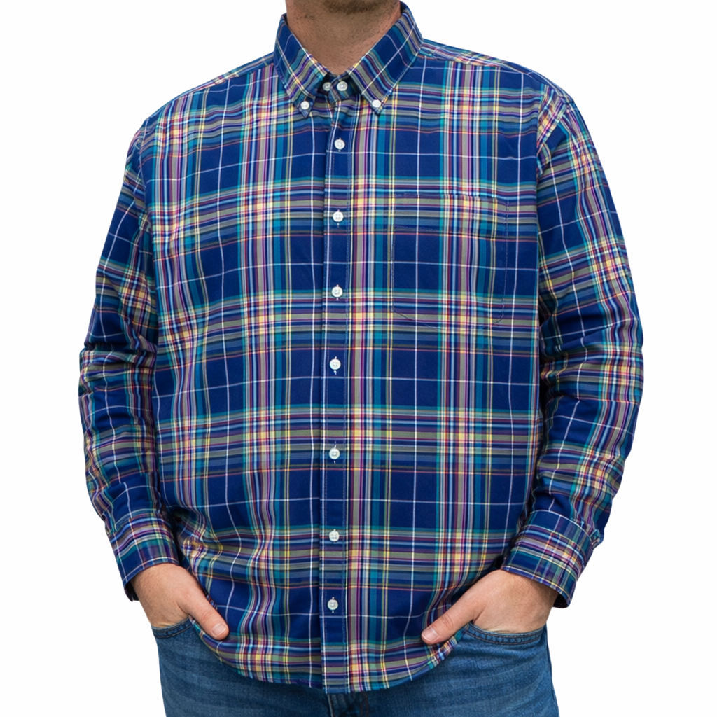 Camisa Multicolor de Manga Larga Cuadros 100% Algodón Talla Extra 2508058 - dioromx