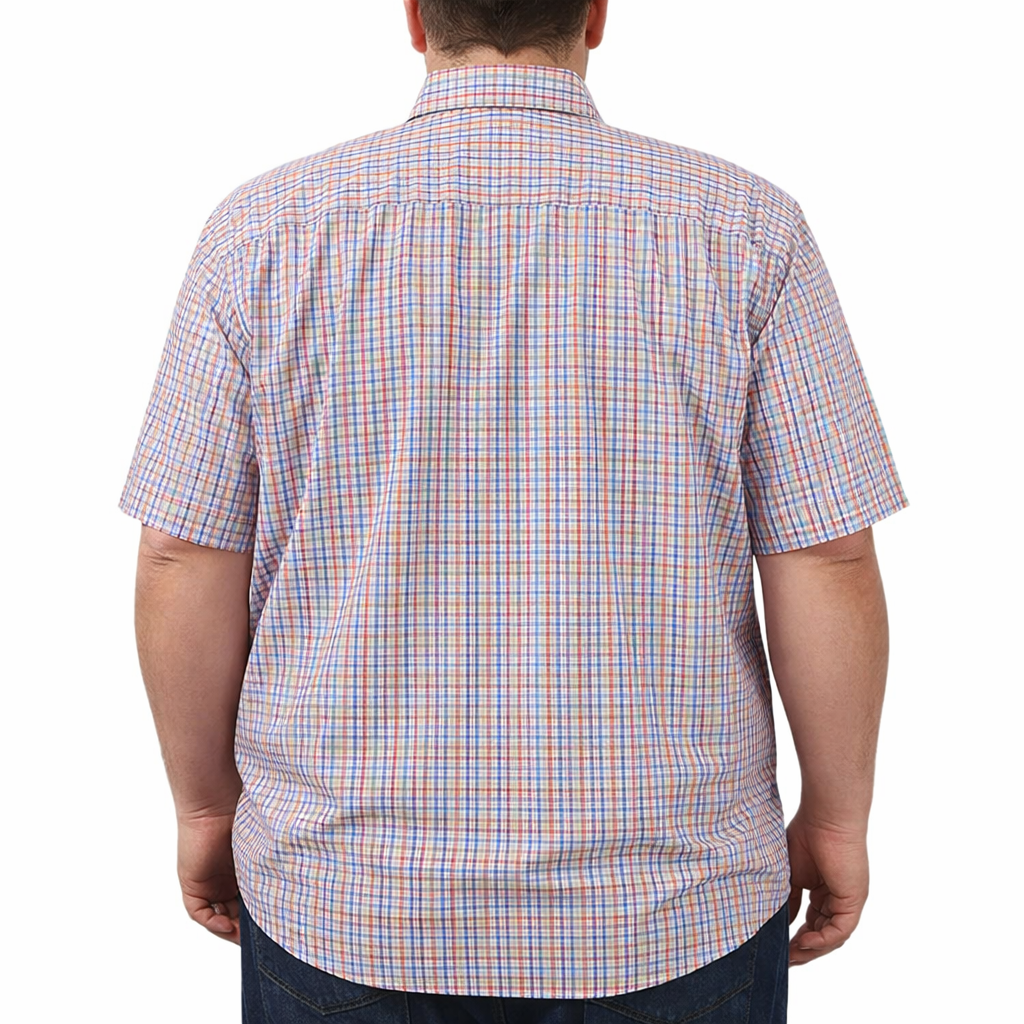 Camisa Cuadros Blanca Manga Corta Talla Extra 100% Algodón 2508062 - dioromx