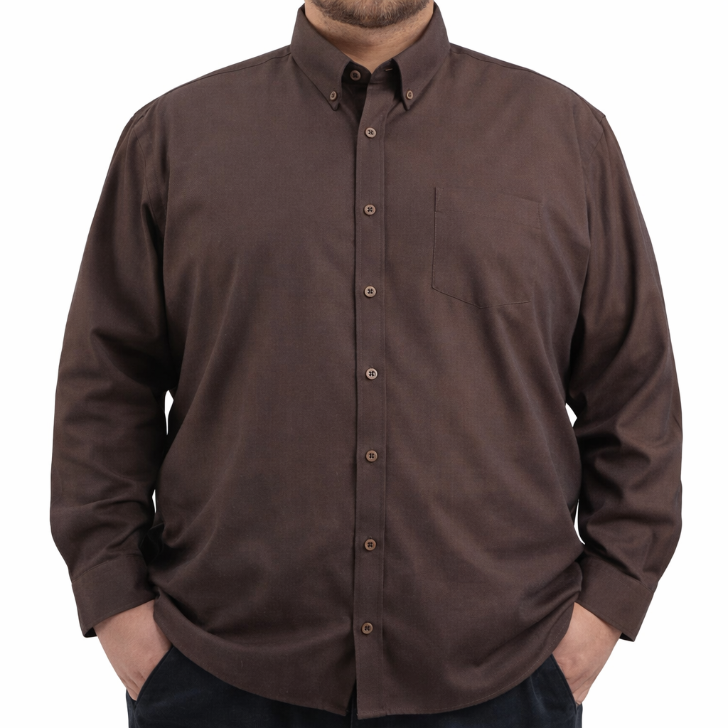Camisa Lisa Café con Manga Larga 100% Algodón Talla Extra 2509064 - dioromx