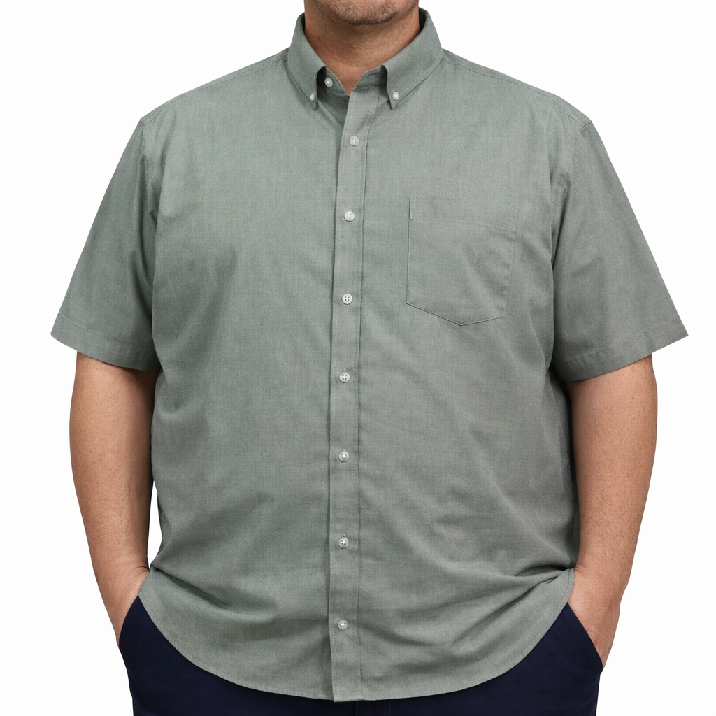 Camisa Lisa Verde con Manga Corta Talla Extra 100% Algodón 2509075 - dioromx