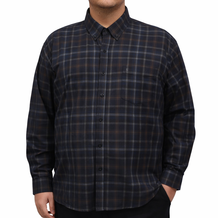 Camisa Pana Gris de Cuadros con Manga Larga 100% Algodón Talla Extra 2510030 - dioromx