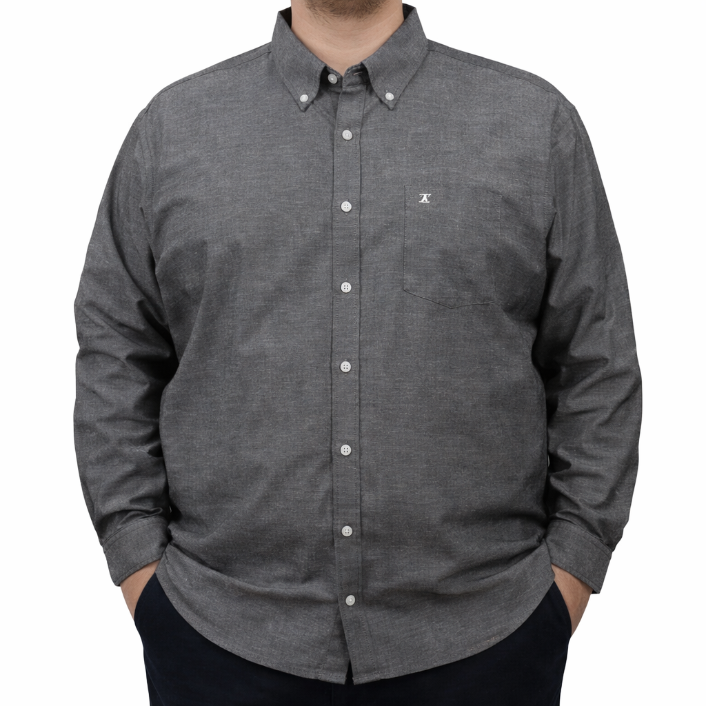 Camisa Lisa Gris con Manga Larga 100% Algodón Talla Extra 2510101 - dioromx