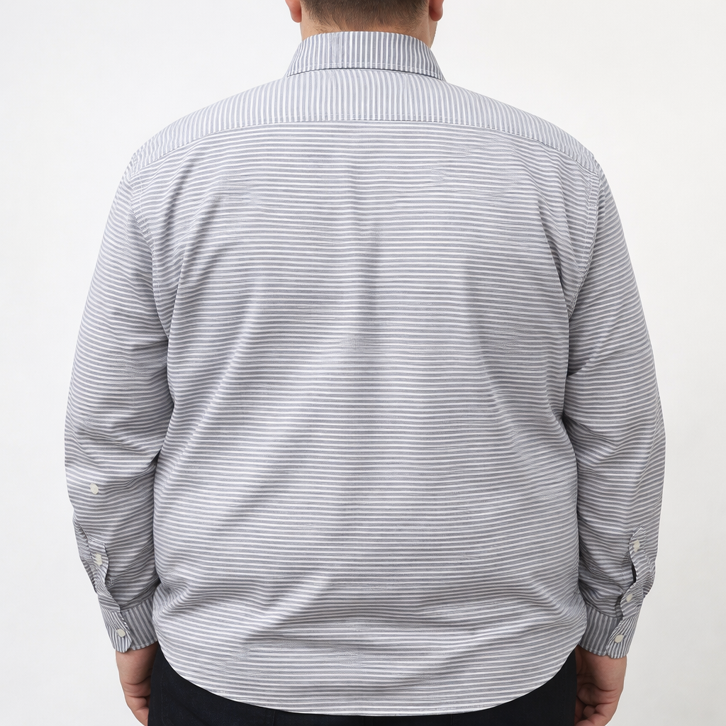 Camisa de Rayas Gris con Manga Larga 100% Algodón Talla Extra 2510104 - dioromx