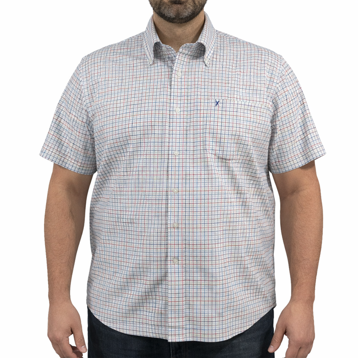 Camisa de Cuadros Blanca Manga Corta 100% Algodón Talla Extra 2601004 - dioromx