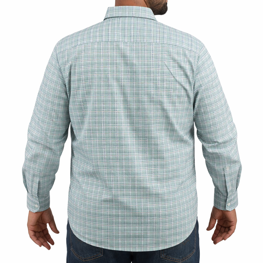 Camisa Cuadros Verde Manga Larga 100% Algodón Talla Extra 2602007 - dioromx