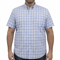 Camisa de Cuadros Azul Manga Corta 100% Algodón Talla Extra 2602012 - dioromx
